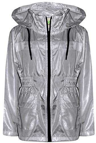 A2Z 4 Kids Raincoat Jackets Windbreaker Waterproof Parka Shower Resistant Hooded Raincoat Children Girls Boys Age 5-13 Years Grey