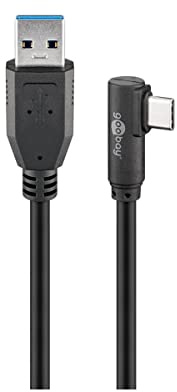 Goobay 66500 USB 3.0 auf USB C Kabel 0,5m / 15W Handykabel / 90 Grad USB C Winkelstecker / Ladekabel 5 Gbits SuperSpeed / USB Type C Handy Samsung Sony / Schwarz / 0,5 Meter