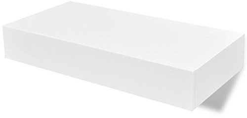 Tidyard Modern Design Furniture White MDF Floating Wall Display Shelf 1 Drawer Book/DVD Storage