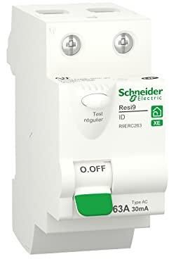Schneider Electric - Resi9 XE - interrupteur différentiel - 2P - 63A - 30mA - Type AC - embrochable - R9ERC263