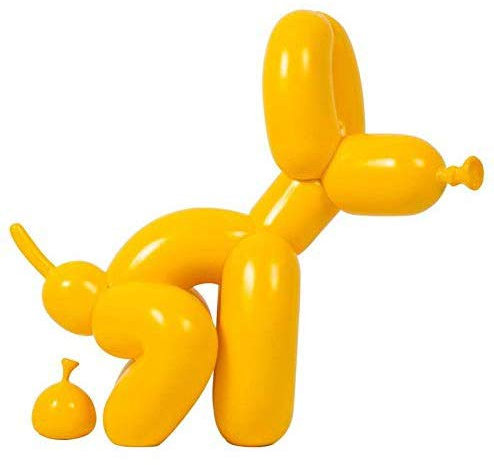 Cane E Cacca Di Palloncino Lucido Figurines,jeff Koons Arte Scultura Realizzato A Mano Cucciolo Statua Soprammobili Creativo Regalo Modern Decorazione Ufficio Ornamenti Giallo 23x9.5x22cm(9x4x9inch)