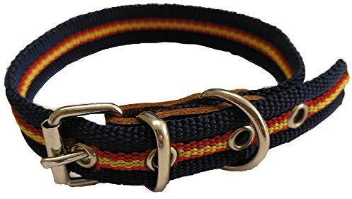 Global Collar de Perro Bandera de España Color Azul | Collar de Perro de algodón | Collar 40 cms