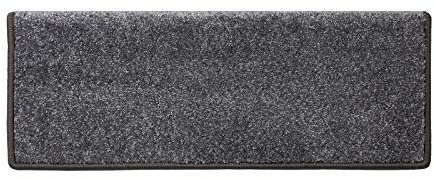 Floordirekt Velours-Stufenmatten Sundae - Halbrund oder Eckig - Treppenmatten in 6 Farben - Strapazierfähig & pflegeleicht - Stufenteppich für Innen (Anthrazit, Eckig 65 x 23,5 cm)