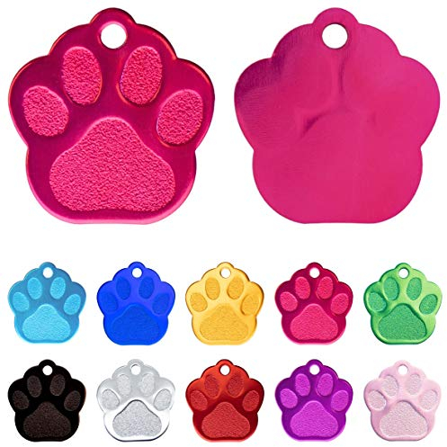 Ibera gifts - Hundemarke mit Gravur und personalisierte Hundemarke in Pfotenform für mittelgroße bis große Hunde und Katzen (Pink)