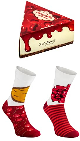 Rainbow Socks - Damen Herren Lustige Käsekuchen mit Kirschen Socken Geschenk 1 Paar