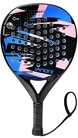 Raqueta de pádel Superficie de fibra de carbono con EVA Memory Flex Foam Core Pádel Tenis Raquetas ligeras (azul)