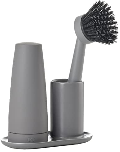 Zone Denmark Singles Spül-Set, dreiteilig mit Spülbürste, Spülmittelspender und Halter, Cool Grey