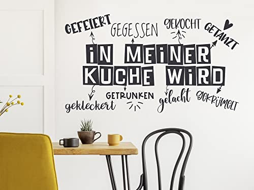 GRAZDesign Wandtattoo Spruch in meiner Küche wird gekocht | Küchenaufkleber selbstklebend - 100x57cm / 070 schwarz