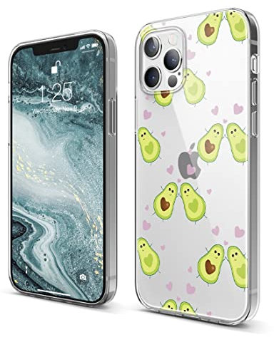 Yoedge Trasparente Custodia per Apple iPhone 12 Pro Max 6,7, Morbido Silicone TPU Bumper Antiurto con Disegni, Originale Case Sottile Antipolvere Antiscivolo Cover per iPhone 12 Pro Max, Avocado