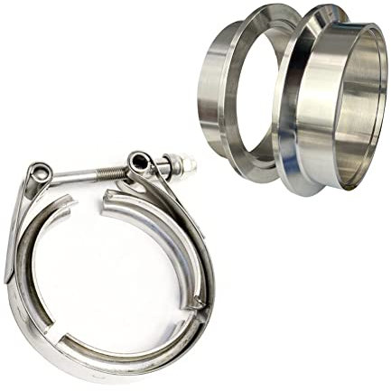 RCCT 2,5 Zoll Auspuff V-Band Schelle Edelstahl 304 Kit – mit 2PCS Male & Female Flansch, 63.5mm V-Band Clamp, Anschweißringe & Zentrierringe für Turbos (2.5In(63.5mm))