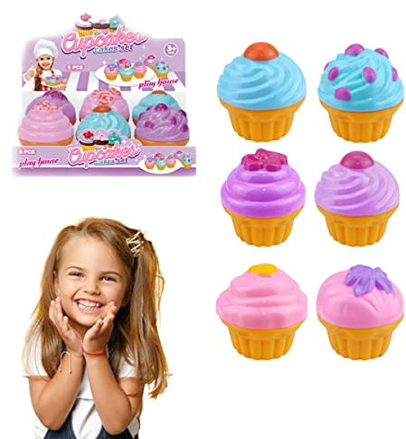 Sobebear Kids Playhouse Party Toy Set, Colorful Mini Cream Mousse Chocolate Cupcakes Dessert Toys, Realistic, Safe Dummy Cup Cakes Pretend Play Game Set, Children Play Kitchen, for Kids 3+ Years