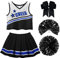 ReliBeauty Cheerleader Kostüm Kinder Kleid mit Pompoms und Kopfschmuck，schwarz,150