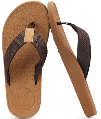 KuaiLu Flip Flops Herren Rutschsicher Badelatschen Sommer Zehentrenner | Comfy Breite Füße Weich Flach Fußbett Bade Sandalen Rutschfest Strand