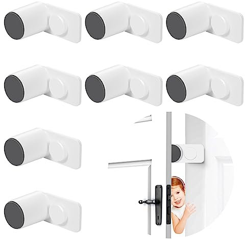 8 Pcs Door Stoppers for Kids, Self Adhesive Door Finger Guards Rotatable Anti Door Slam Stopper, Baby Safety Door Stopper Child Door Finger Pinch Guards for Children Finger Protection