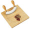 Relaxdays Cuchillo Media Luna 1 Hoja con Tabla Bambú, Tajadera Acero Corta Queso/Carne, 20x20cm, Natural/Plata