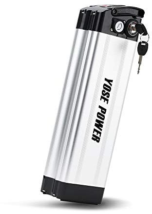 YOSE POWER 36V15.6Ah E-bike Lithium Battery XH370-10J Silver Fish with Charger for Electric Bike Cycle Lockable
