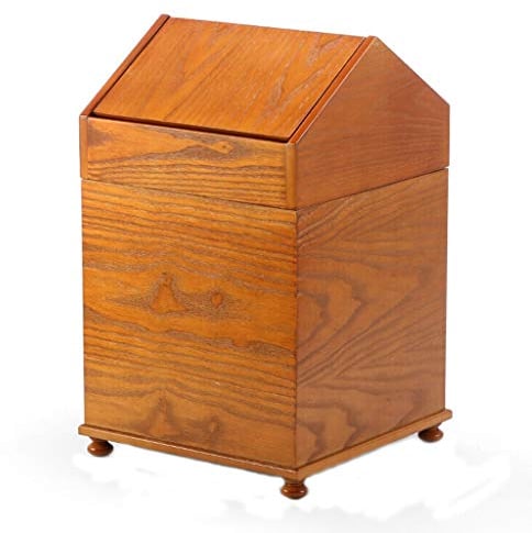 Poubelle Retro Creative Corbeille, Chambre à coucher Salle de bain Salle de bains Poubelle ménagère, Shambe Cover - Bac de rangement en bois Deux couleurs Noir / Jaune Pour Cuisine, Bureau, Salle de B