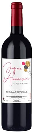 Vin de Bordeaux Supérieur 2021 Château Anne Bournac de Coninck - Vin rouge avec etiquette personnalisée bouteille vin personnalisée [ Bouteille de vin personnalise ] (1)