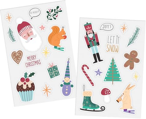 Folat 63781 Adesivi per finestre - Simboli natalizi - Holly Jolly - 27 pezzi colori del Natale - Decorazione della festa Natale, Accessori natalizi, Regalo di Natale
