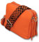 ADEL Umhängetasche Damen Echtes Leder MARA Handgemachte Crossbody Bag 5 Fächer Schultertasche mit Ledergurt + Breitem Gemustertem Riemen Verstellbarer Gurt Made in Italy (Orange)