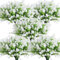 Artificial Flowers Outdoor Artificial Faux Plants Flowers Outdoor Spring Decoration Fake Eucalyptus Realistic UV Resistant for Planter Pot UV Resistant Realistic Outside Porch Patio Garden(White)