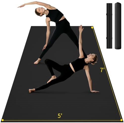 ablever Bodenschutzmatte Extra Groß Breit Yoga Matte, Sportmatte Fitnessmatte Rutschfest 183x123cm/213x152cm x 7mm Dicke,Gymnastikmatte für Gym, Zuhause, Workout (Schwarz 213 x 152 x 0,7cm)