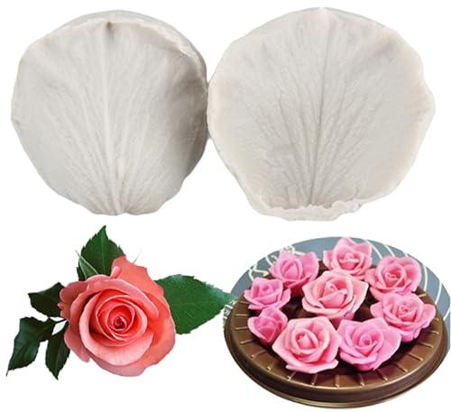 MINFEIDMS Stampo in silicone a forma di petali di rosa, per decorazioni di torte, caramelle, cioccolato, argilla polimerica, pasta di gomma