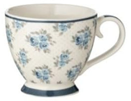L'arte di Nacchi Tazza mug in ceramica con manico Rose Blu Shabby Chic, vintage 14,5x11x10 cm