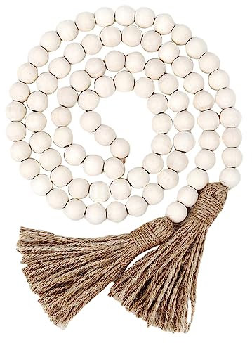 SEWACC Ghirlanda Decorativa Perline Di Legno Con Frange Per Appendere Decorazione Versatile Per Casa Ristoranti e Feste Adatta Mantelli Pareti e Lampade