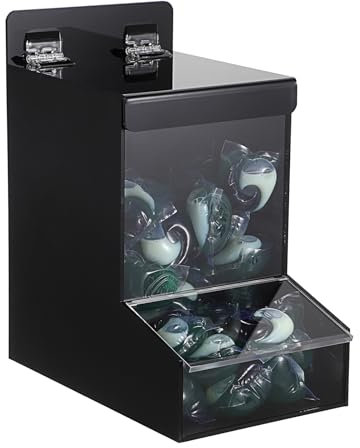 Sumnacon Acrylic Dispenser-Countertop Storge Container for Candy Shoe Covers Golves Hairnets Earplugs,Black Laundry Pod Dispenser with Lids,Wall Storage Dispenser for Laundry Room Pantry Office Store