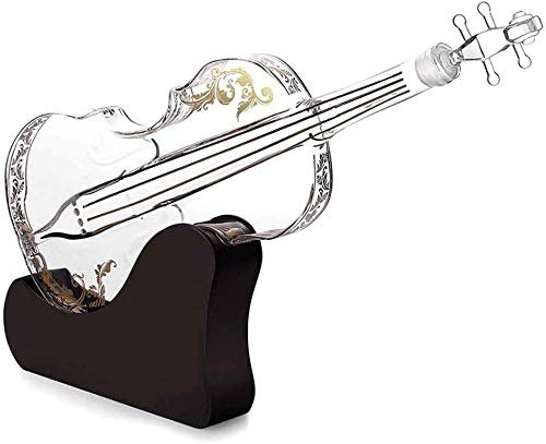 Decanter e set di bicchieri deluxe, Set di decanter Decanter personalizzato Dispenser a forma di violino 3D da 1000 ml for decanter di liquore con supporto in vetro Bottiglia di vino artigianale Decor