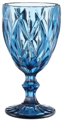 COFI 1453 6 Teiliges Set aus Glas Weingläser Trinkgläser in Blau Wassergläser
