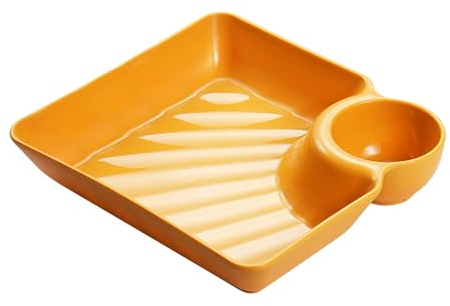 ANKROYU Plato para albóndigas, bandeja para nachos con tazón para salsa de chips, tazón para salsa multifunción, plato para servir salsa, tazón para refrigerios, bandejas para