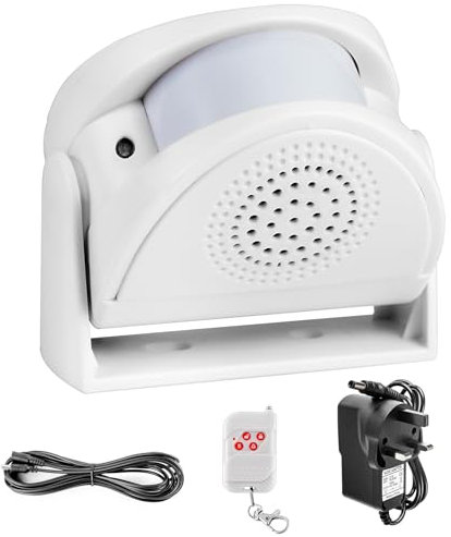 Motion Sensor Alarm with Siren Indoor, Remote Control Wireless Infrared DIY PIR Motion Detector Burglar Alarm System, 90dB alert and flashing red light, for Home/Shed/Garage/Van/Shop/Burglar Alarm