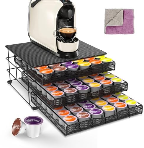 Masthome Kapselhalter für Dolce Gusto, Kapselschublade für 108 Espressokapseln, Kapselspender mit Rutschfester, Stoßdämpfender Oberfläche, Kaffeekapsel Aufbewahrung für Zuhause, Café,Schwarz