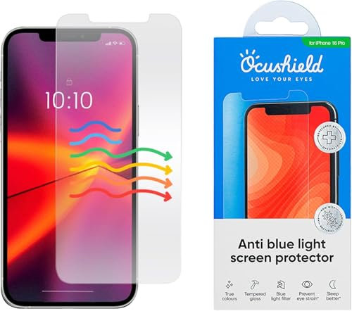 Ocushield Anti Blue Light Tempered Glass Screen Protector for iPhone 16 Pro (6.3) - Protect Your Eyes, Reduce Migraines & Improve Sleep
