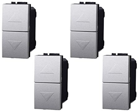 4 Pezzi Commutatore Bipolare Pulsante Tapparelle, Compatibile Con Bticino Living Light (Grigio)
