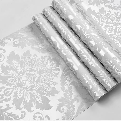 IGTOPS Vlies Tapete 3D Relief Blumen Tapete,Glanzoptik Luxuriös Modern Wandtapete 0,53X 9,5M Tapete mit Ornamenten barock für Schlafzimmer Wohnzimmer Hintergrund Wand