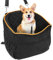 Vivifying Dog Car Seat - Memory Foam Bed for Small Dogs Under 30 Lbs, Detachable Booster for Front and Rear Seats, Height Elevated With Storage Pockets and Soft Blanket
