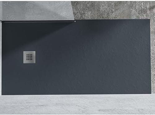 FRASCIO Receveur de Douche 70X120 cm Line Extra Slim Couleur Anthracite En Résine Synthétique et Poudre de Marbre Avec Bonde Offerte