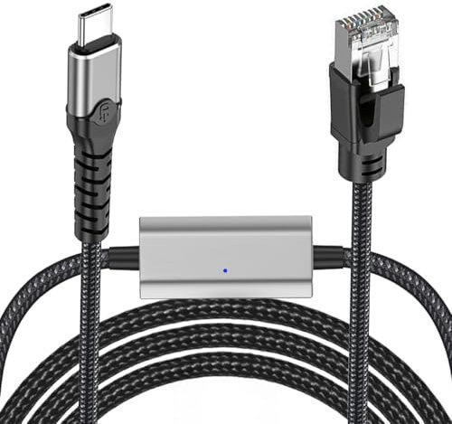 Gigabit Ethernet to USB C Cable, Type C to RJ45 Cable, RJ45 to USB C Adapter Cable 1000Mbps Ethernet LAN Network for iPhone 16/15 Series, MacBook Air/Pro, iPad, Galaxy, Switch, Laptop, PC, Desktop(2M)