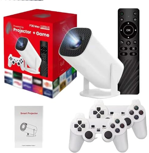 Productcaff Retro Video Game Console, M300 Max + 2 Wireless Controllers, Projector P30 Max, 36000 Classic Games, Auto Keystone