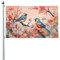 Frühlingsgartenflagge 3x5 FT Frühling doppelseitige Gartenflagge mit Pflaumenblüte und Eisvogel Bauernhaus Hof Außendekoration Home Party Hängende Dekoration