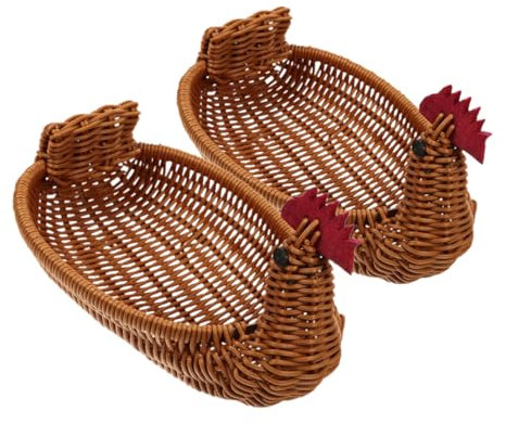 Zerodeko 2pcs Cute Animal Woven Storage Baskets Easter Themed For Organizing Eggs Fruit Snacks Ideal For Home Decor Kitchen Living Room