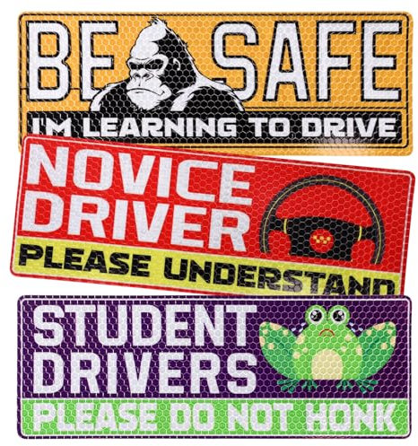 3 STK Magnete für Fahrschüler Fürs Auto, Magnet für Fahranfänger Vorsicht Bitte Haben Sie Verständnis Nicht Hupen Lustiges Schild für Fahranfänger Wasserfest Lichtecht