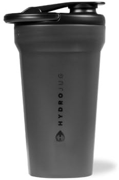 Hydrojug 20 oz Noiseless Shaker Bottle – 100% Leakproof Shaker Cup for Protein Mixes, Pre-Workout & Supplement Shakes – Durable, Easy Clean Design, Black