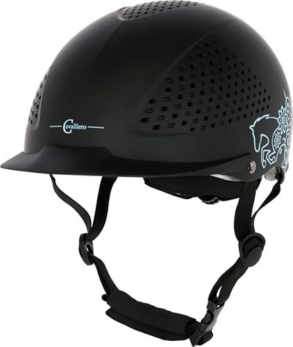 Covalliero 3230154 Reithelm Beauty 2.0, 4-Punkt-Befestigung, Schwarz, 48-51 cm