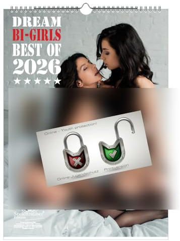 Sexy Bi - Girls DIN A3 Kalender für 2026 Erotik lesbische Paare - Geschenkset Inhalt: 1x Kalender, 1x Weihnachtsanhänger (insgesamt 2 Teile)