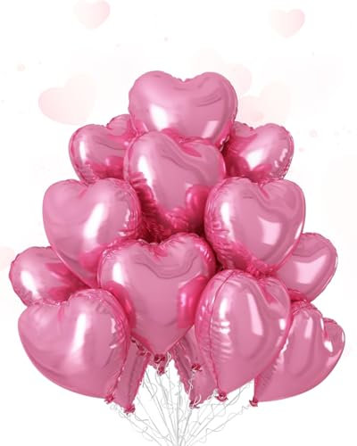 GAJUS 15pcs forma di cuore palloncino in alluminio rosa bianco, 18 pollici forma di cuore palloncino matrimonio, forma di cuore palloncino elio, forma di cuore palloncino rosa bianco