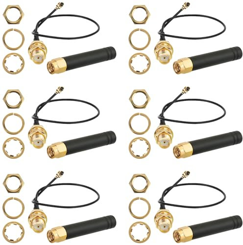 6PCS LoRa Antenna 868MHz 2dBi U.FL to SMA Connector for ESP32 Lora WiFi Module IoT (15cm, 868MHz)